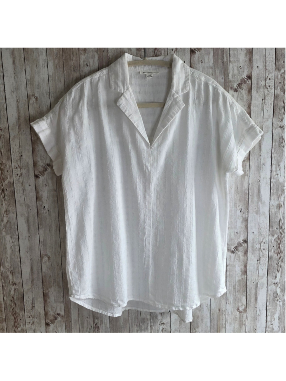 Women's beachlunchlounge White Short Sleeve Blouse Size S